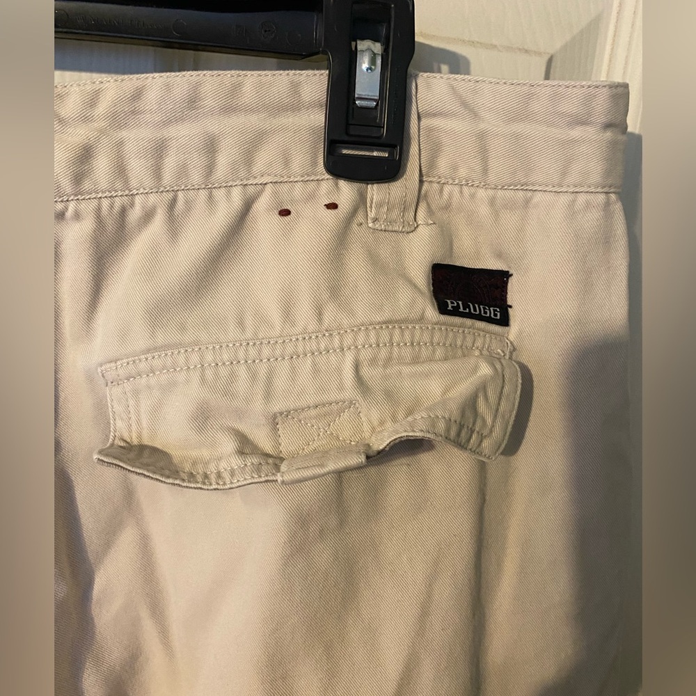 Men's Plugg Tan Cargo Pants size 38 x 34 100% cotton khakis with Velcro pockets - Picture 5 of 7